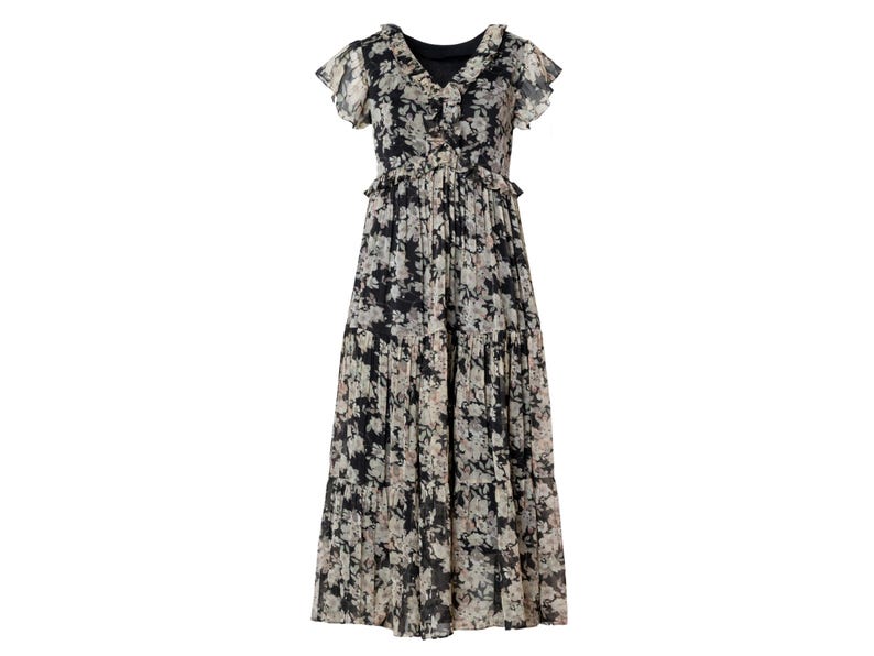 Boho Floral Black Cotton Maxi Dress for Women