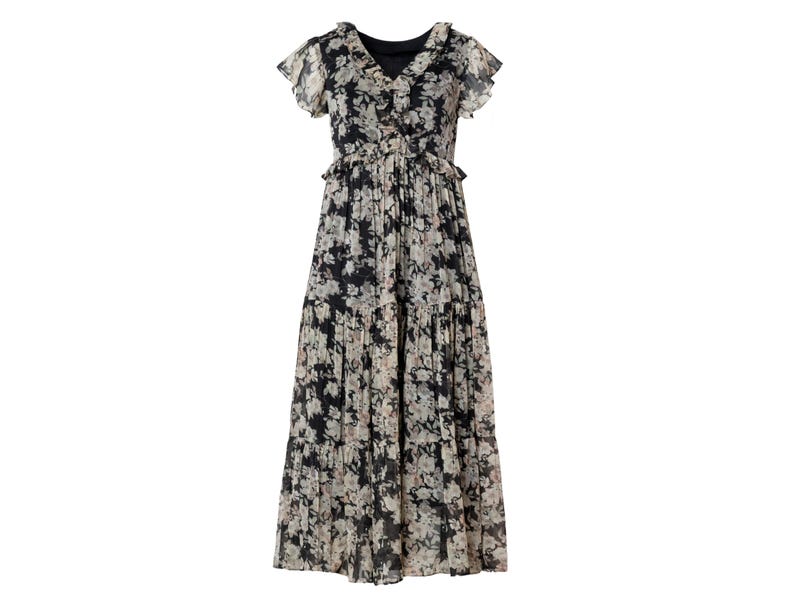 Boho Floral Black Cotton Maxi Dress for Women