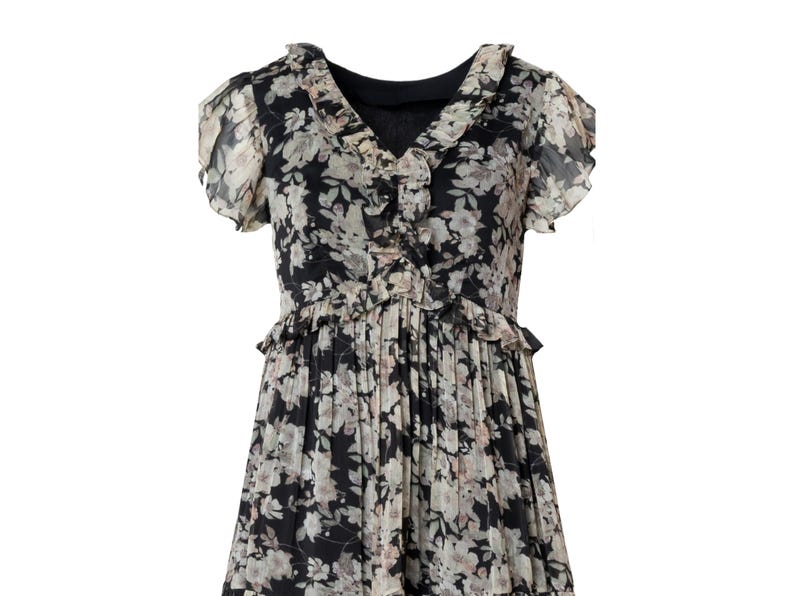 Boho Floral Black Cotton Maxi Dress for Women