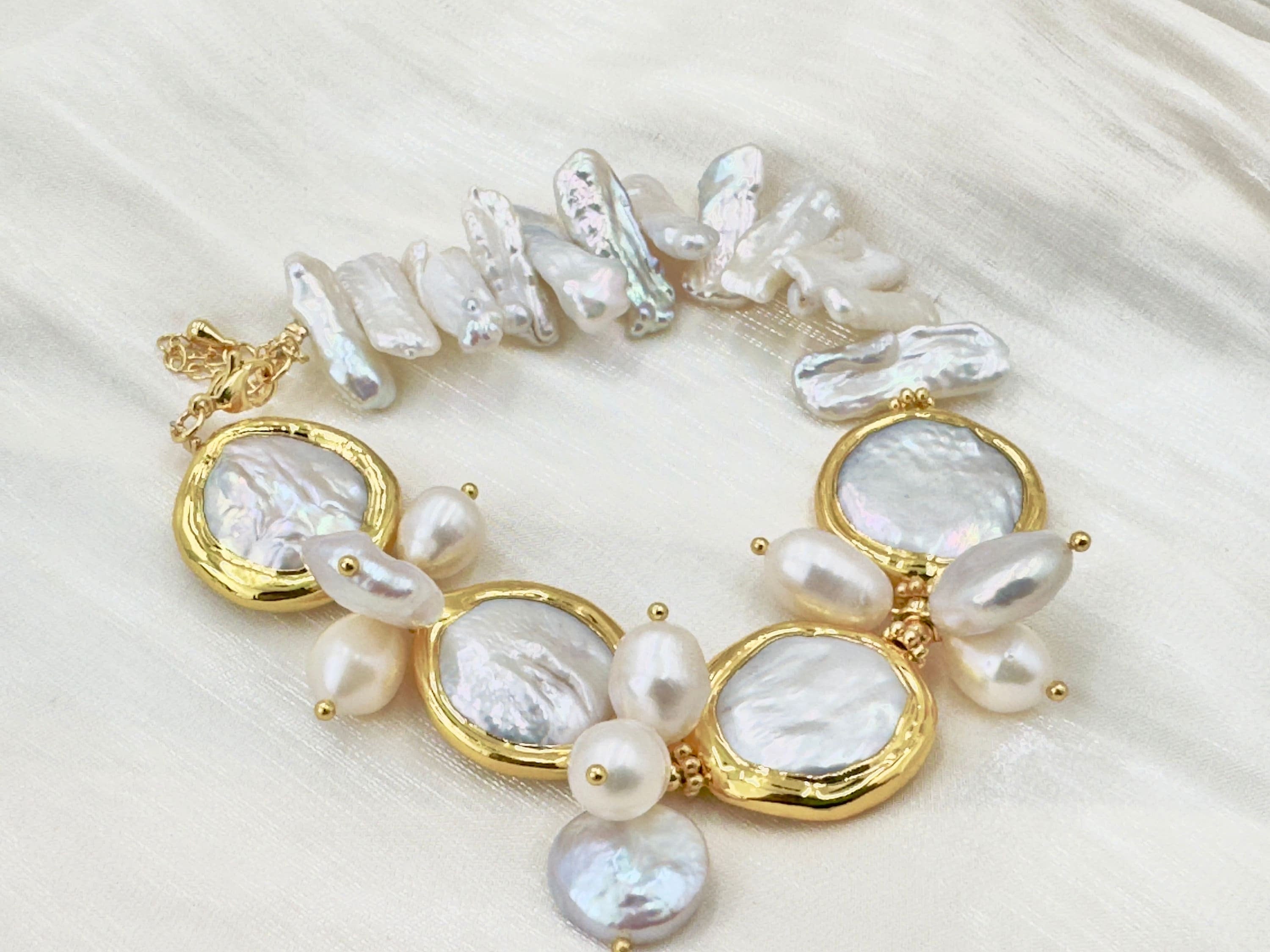 Natural Freshwater Coin Pearl Bracelet