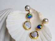 Natural pearl murano galss handmade earrings