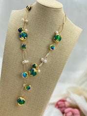 Natural pearl big muano glass bead pendant necklace
