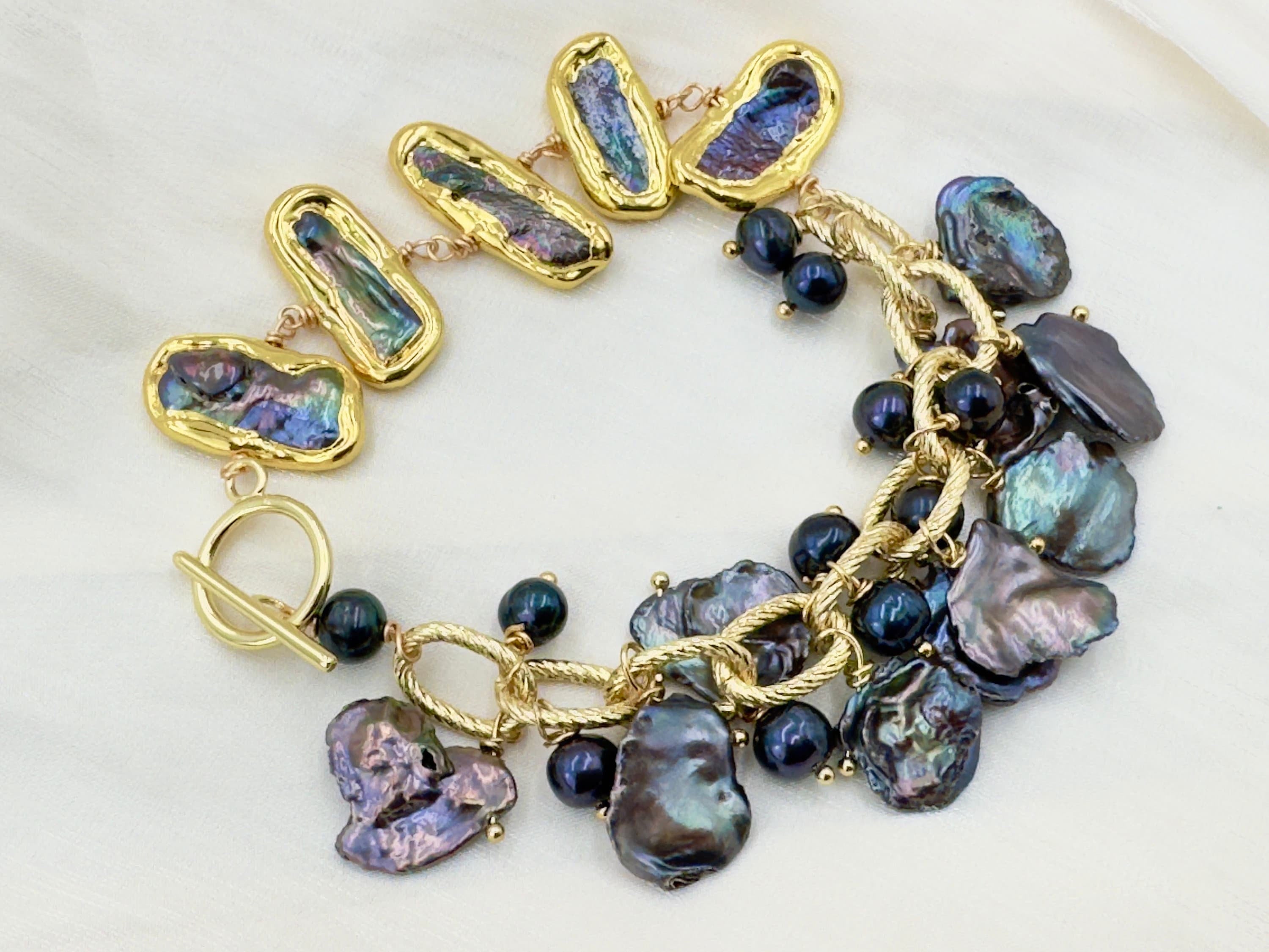 Natural biwa freshwater pearl bracelet