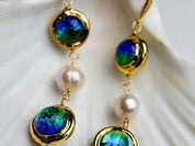 Natural pearl murano galss handmade earrings
