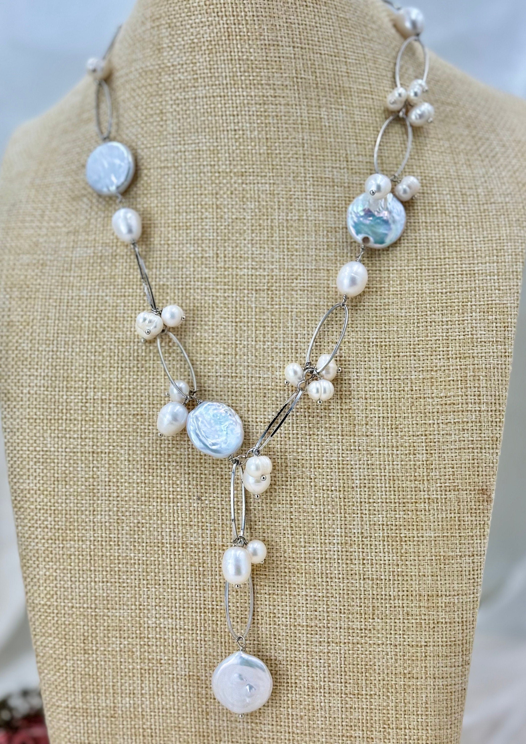 Handmade natural coin pearl necklace