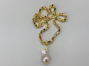 Natural Baroque Pearl Pendant Gemstone Necklace