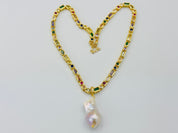 Natural Baroque Pearl Pendant Gemstone Necklace