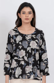 Floral Cotton Casual Top for Women