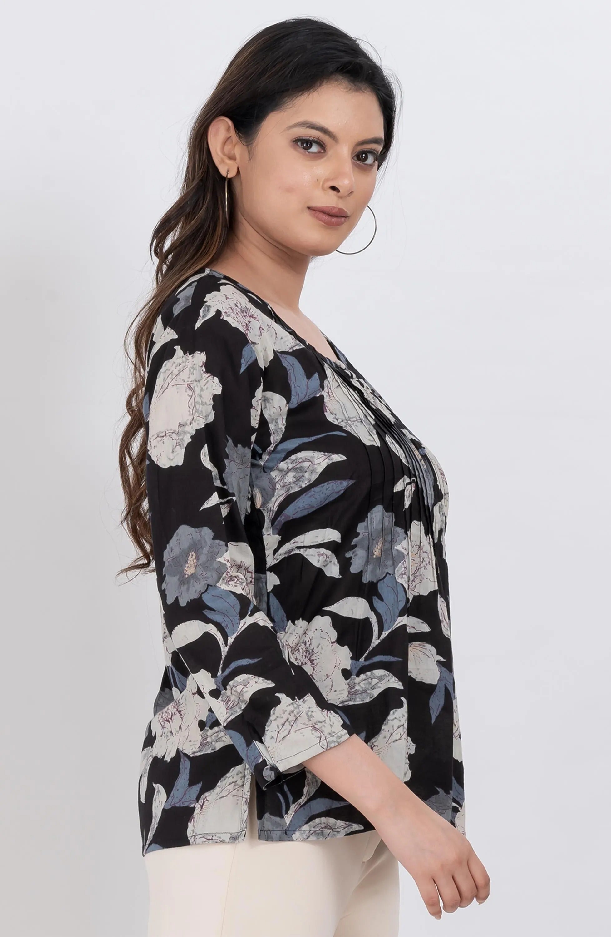 Floral Cotton Casual Top for Women