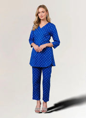 Cotton Co-Ord Set for Women in Blue