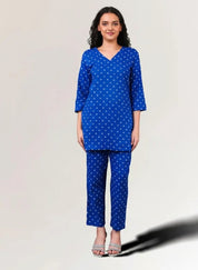 Cotton Co-Ord Set for Women in Blue