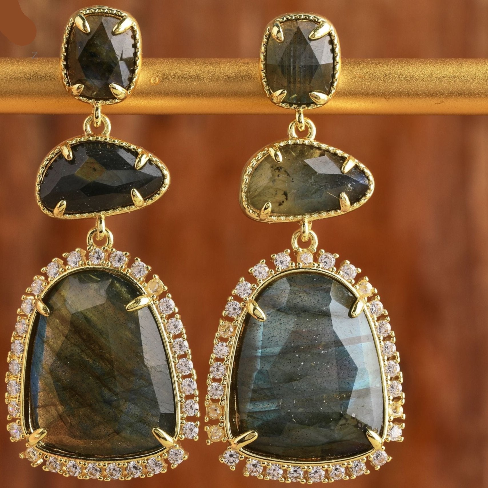 Natural Gemstone Dangle Earrings