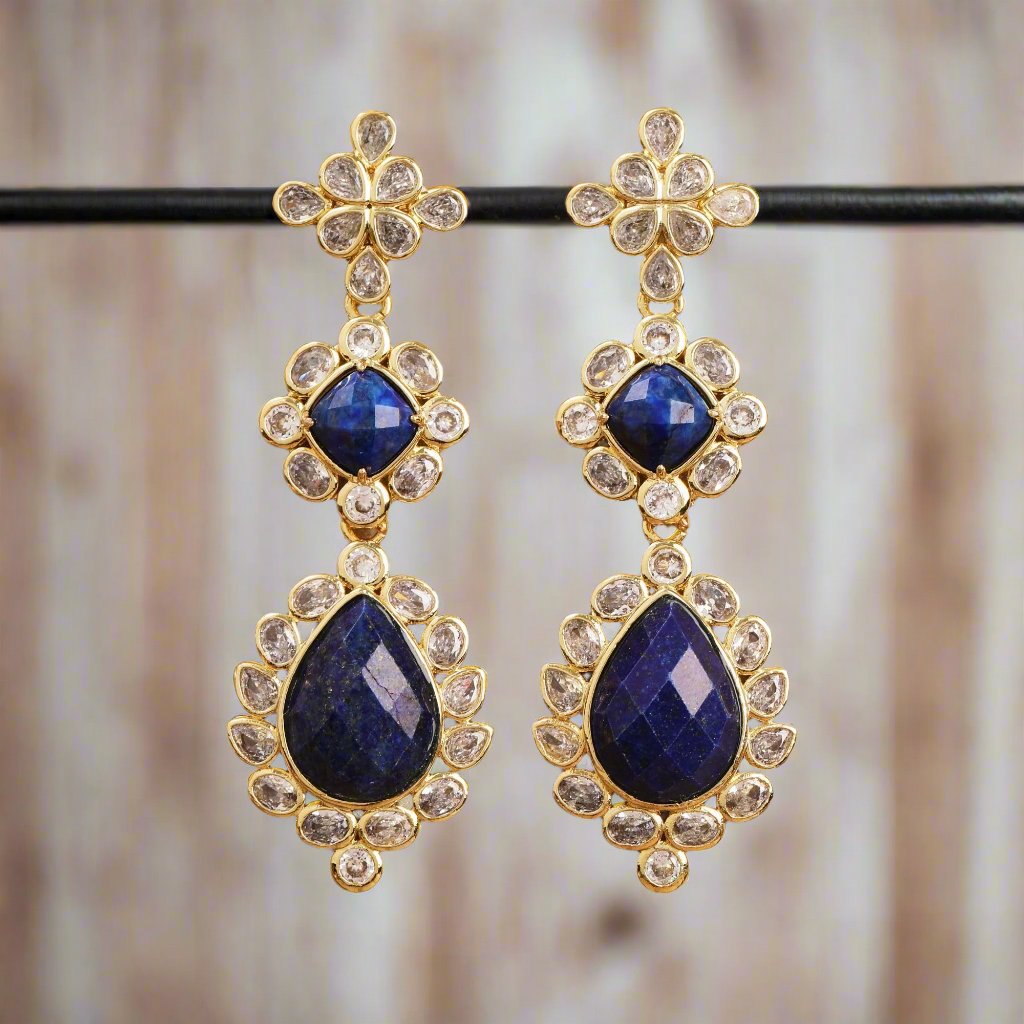 Gemstone CZ Dangle Earrings