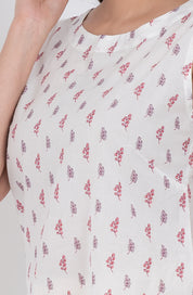 Women’s sleeveless cotton top with floral designs