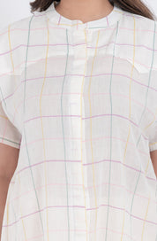 lightweight cotton grid print shirt top