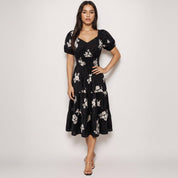 Modern v neckline button down midi dress