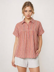 Multicolored plaid handwoven cotton shirt