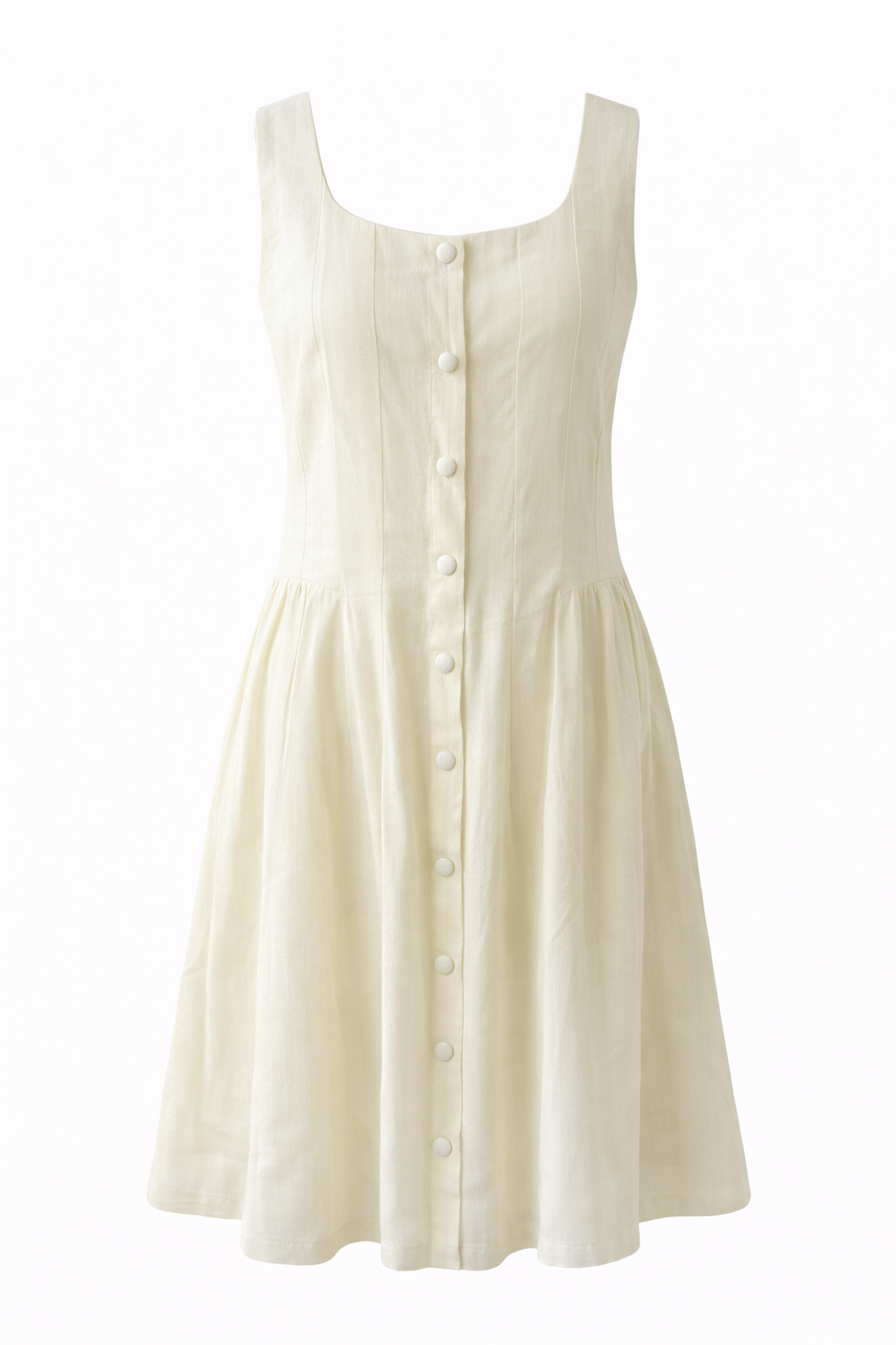 White sleeveless dress with button