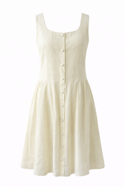 White sleeveless dress with button