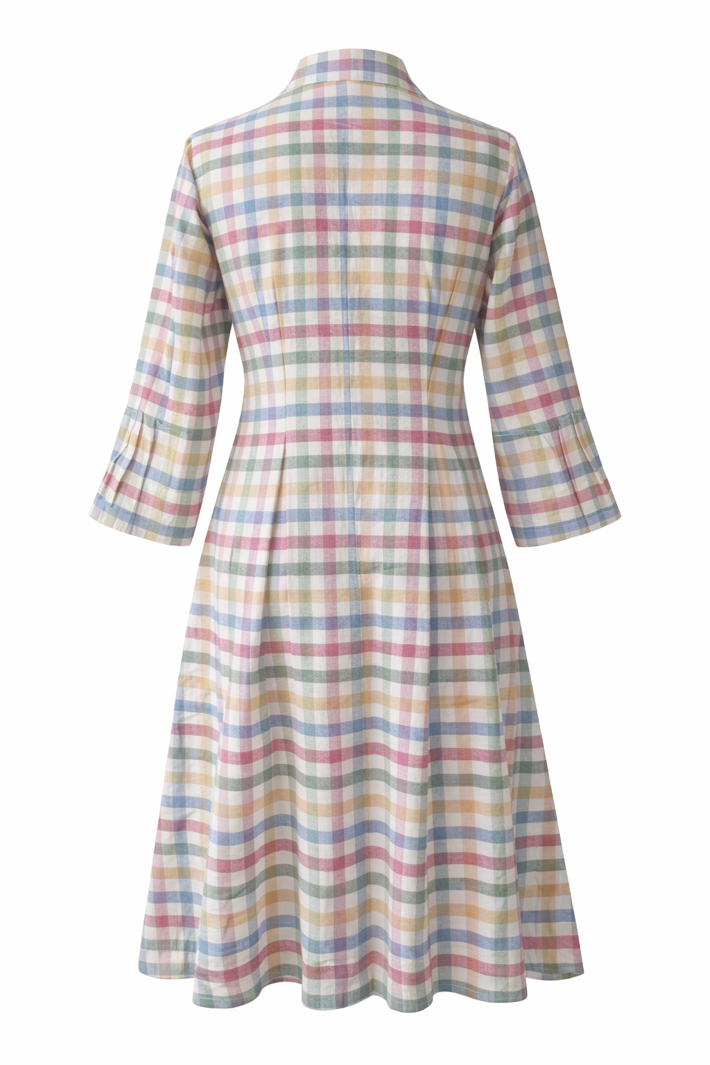 Pastel plaid dress on a white background