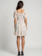 otton dobby midi dress with square neckline