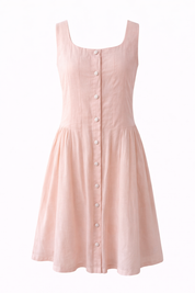 Pink sleeveless dress with buttons mini dress women