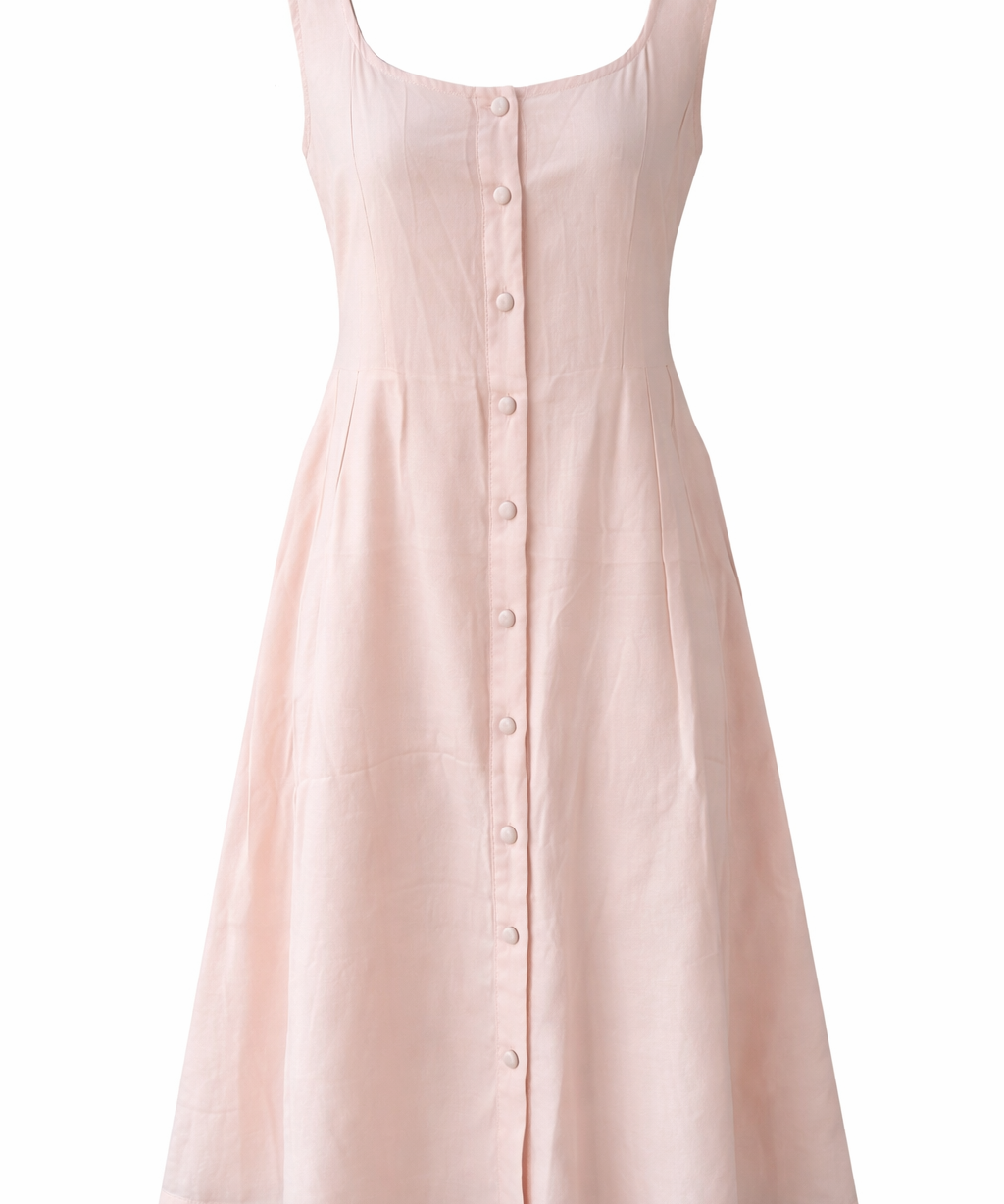 Pink sleeveless dress with buttons