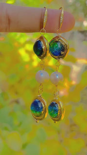 Natural pearl murano galss handmade earrings