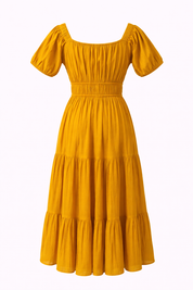 green color cotton midi dress for women