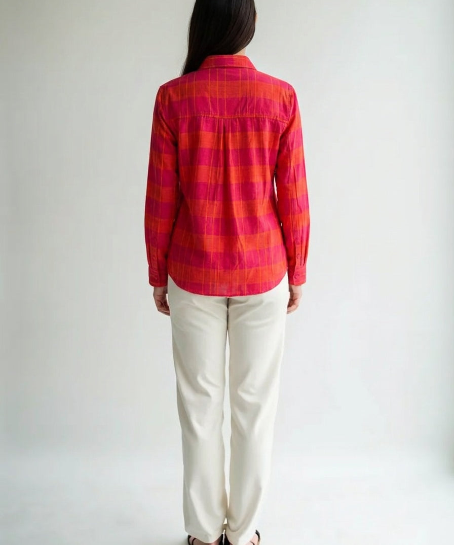 women wear cotton shirt red & pink full sleeves 