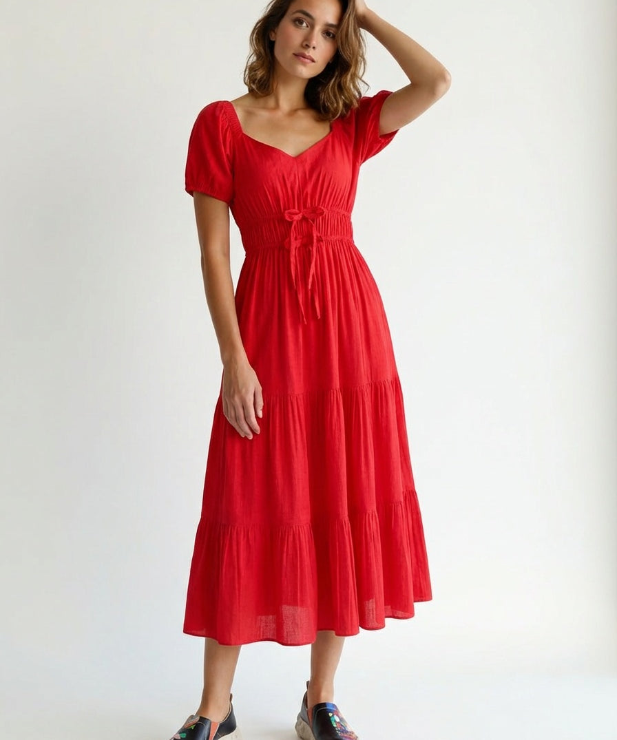no print or pattern coton dress for girls