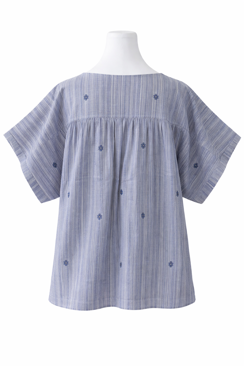 Blue and white striped blouse shirt