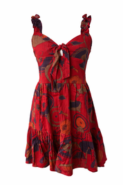 Floral cotton dress with ruffle strap details