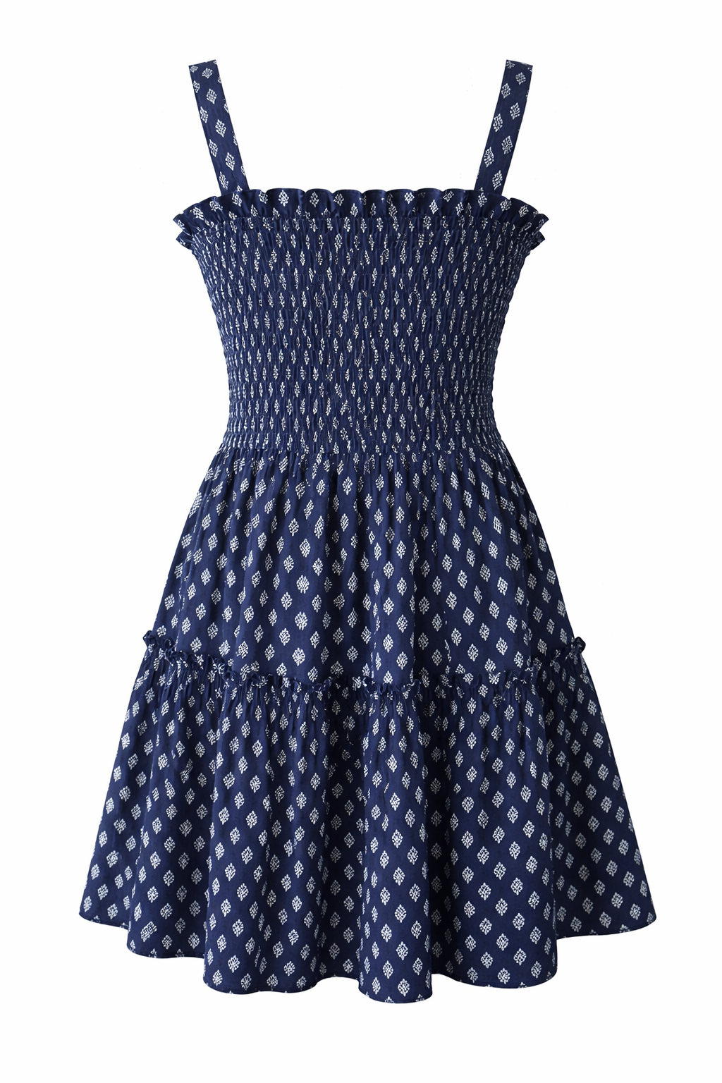 Summer sundress with playful ruffled neckline
