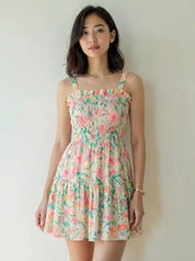 Woman wear a floral dress outfit of the day