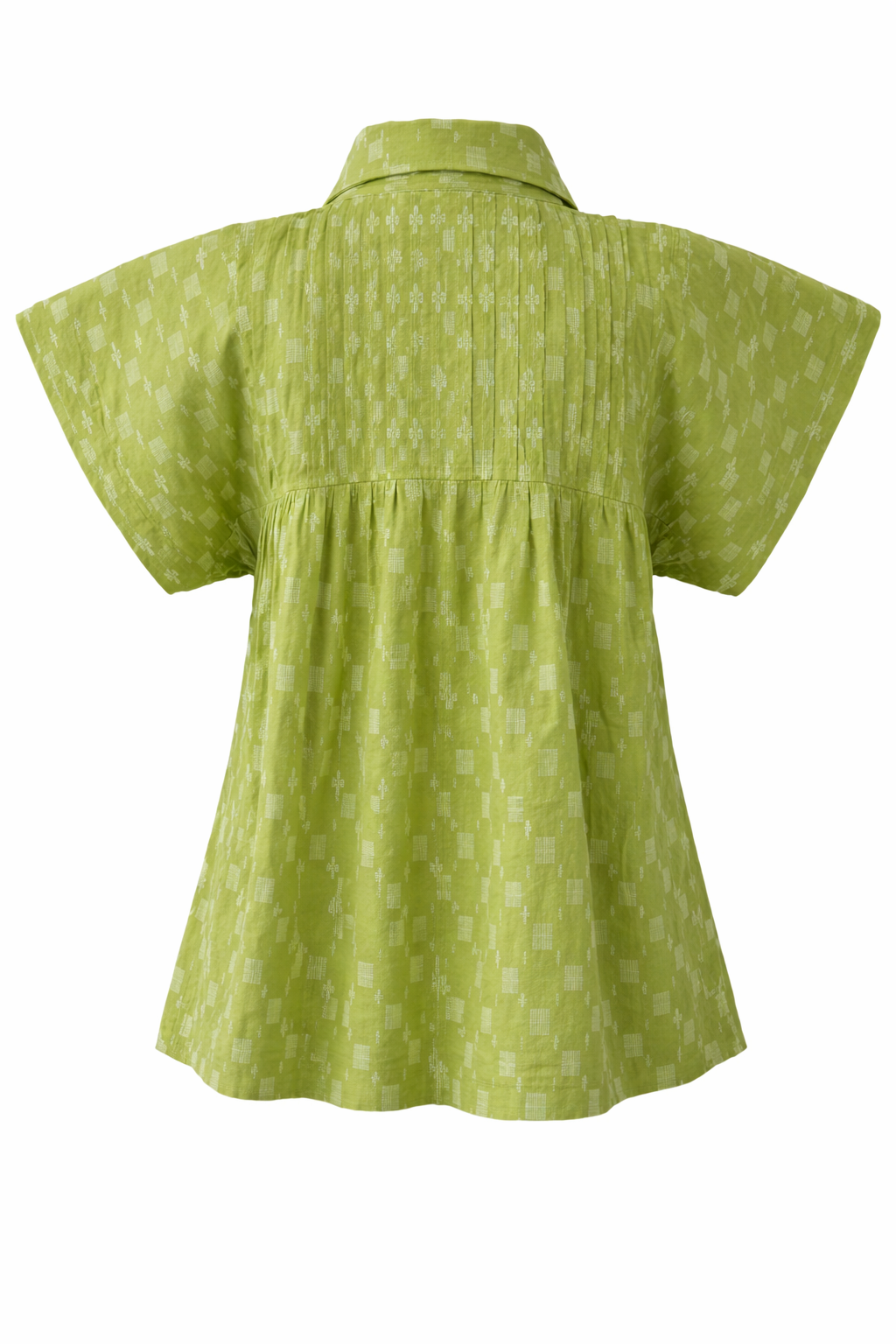 Short sleeve geometric dobby cotton blouse style shirt for girls