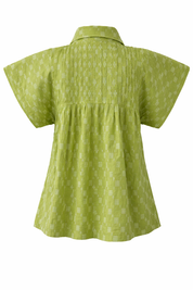 Short sleeve geometric dobby cotton blouse style shirt for girls