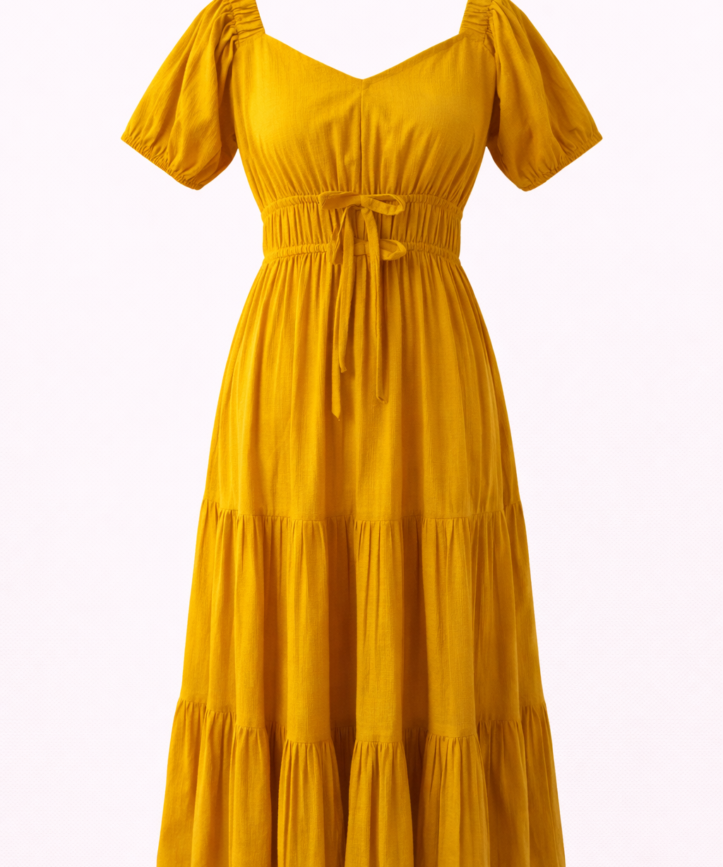 green color stylish steps pattern stiched midi dress women