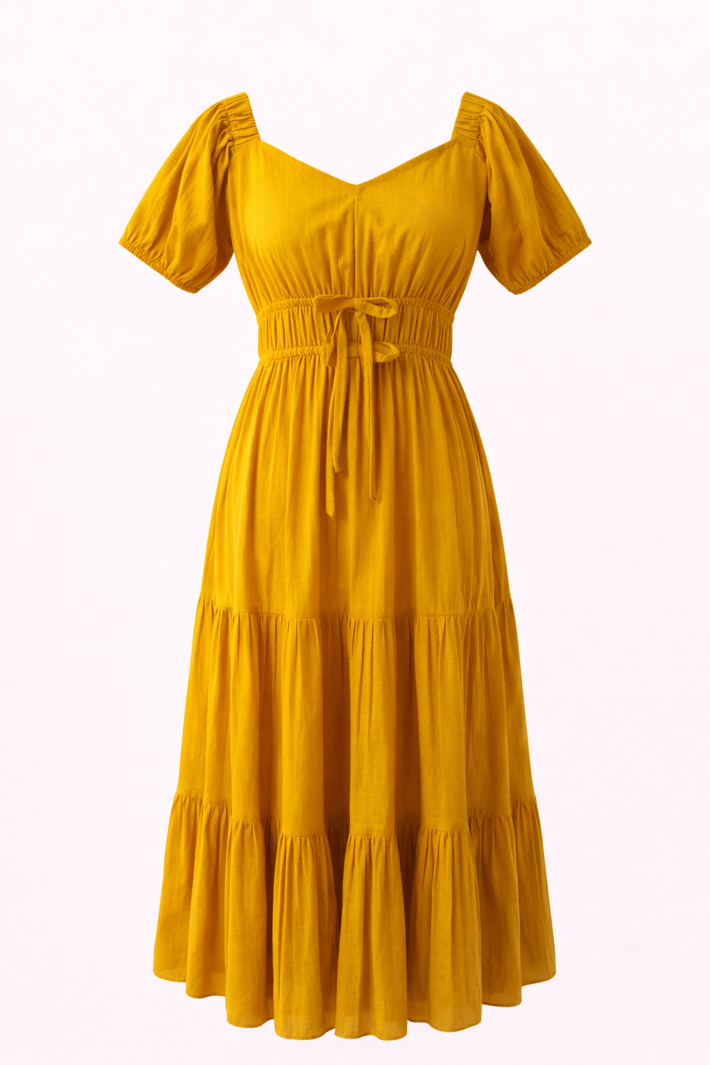 green color stylish steps pattern stiched midi dress women