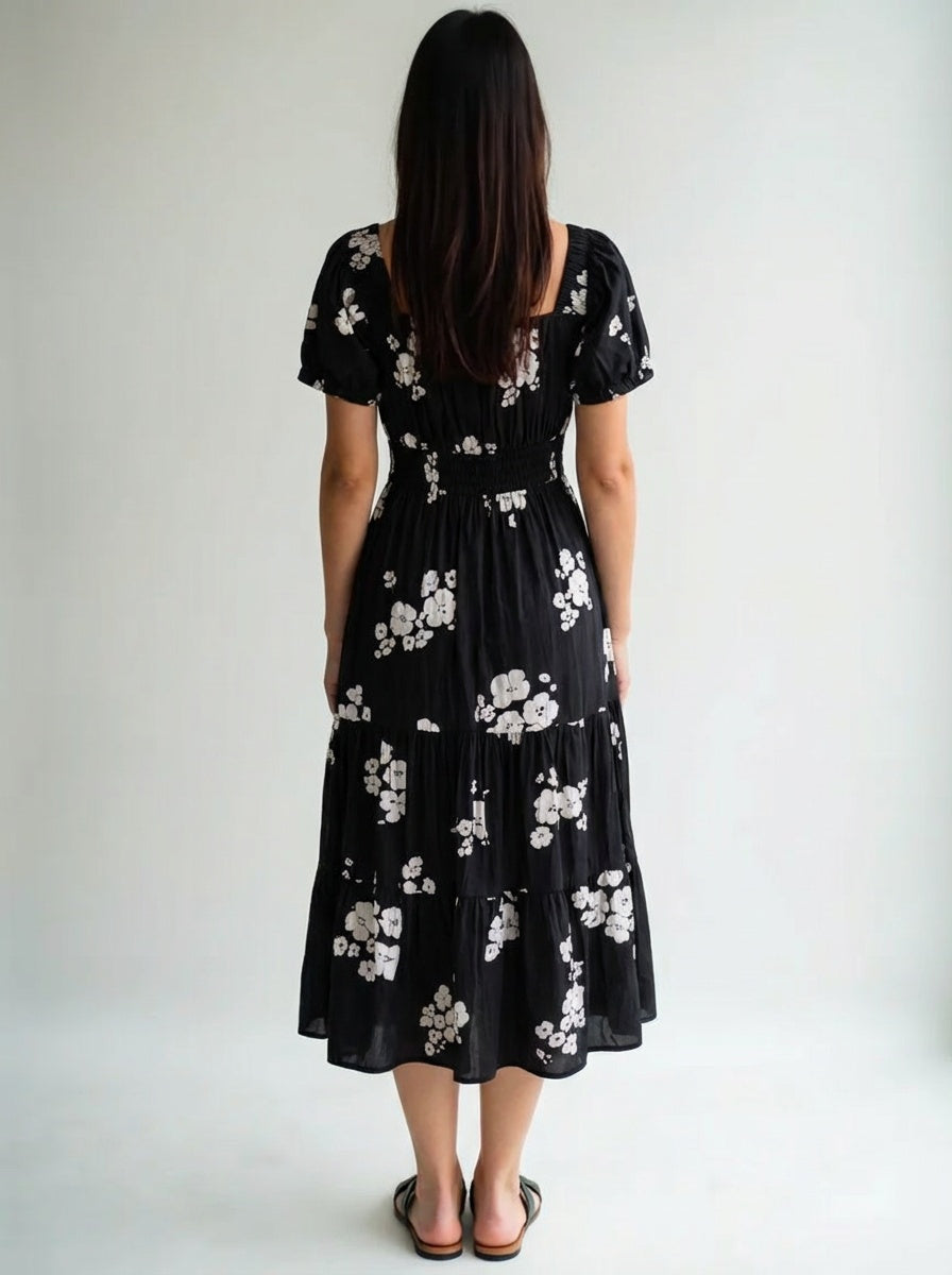 Sleek A-line cotton midi dress for women