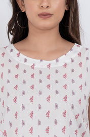Lightweight block print sleeveless cotton shirt