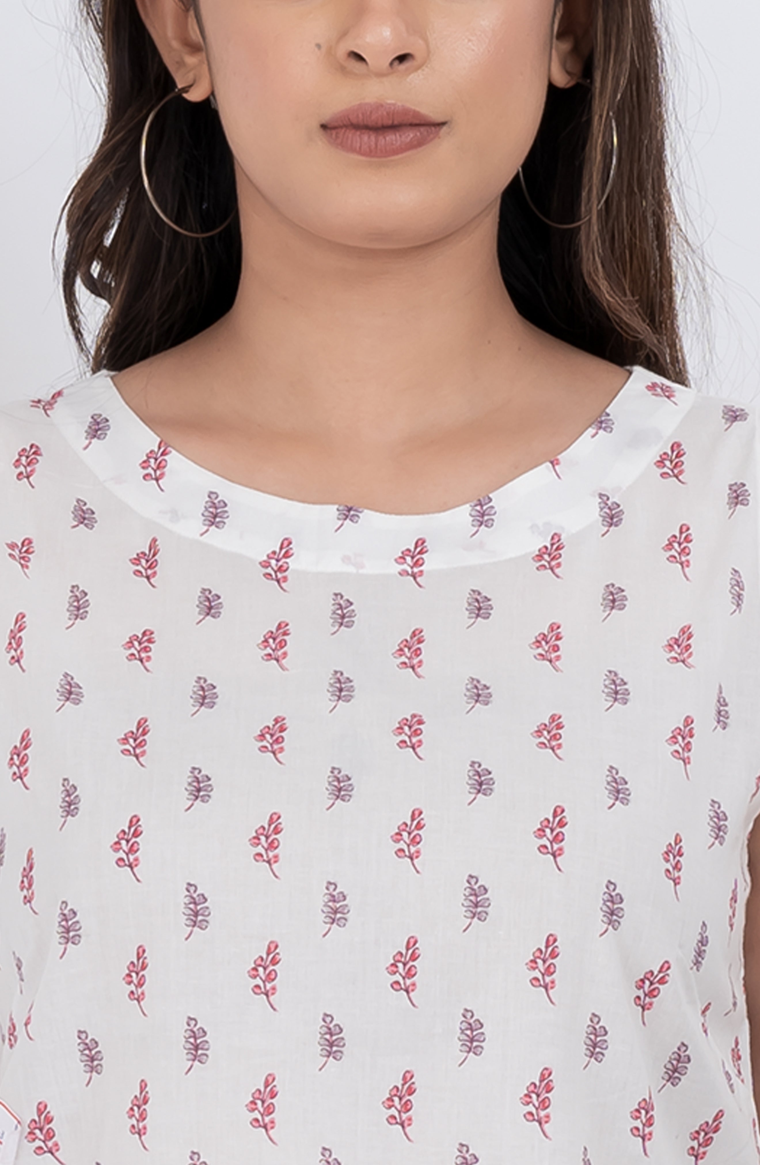 Lightweight block print sleeveless cotton shirt