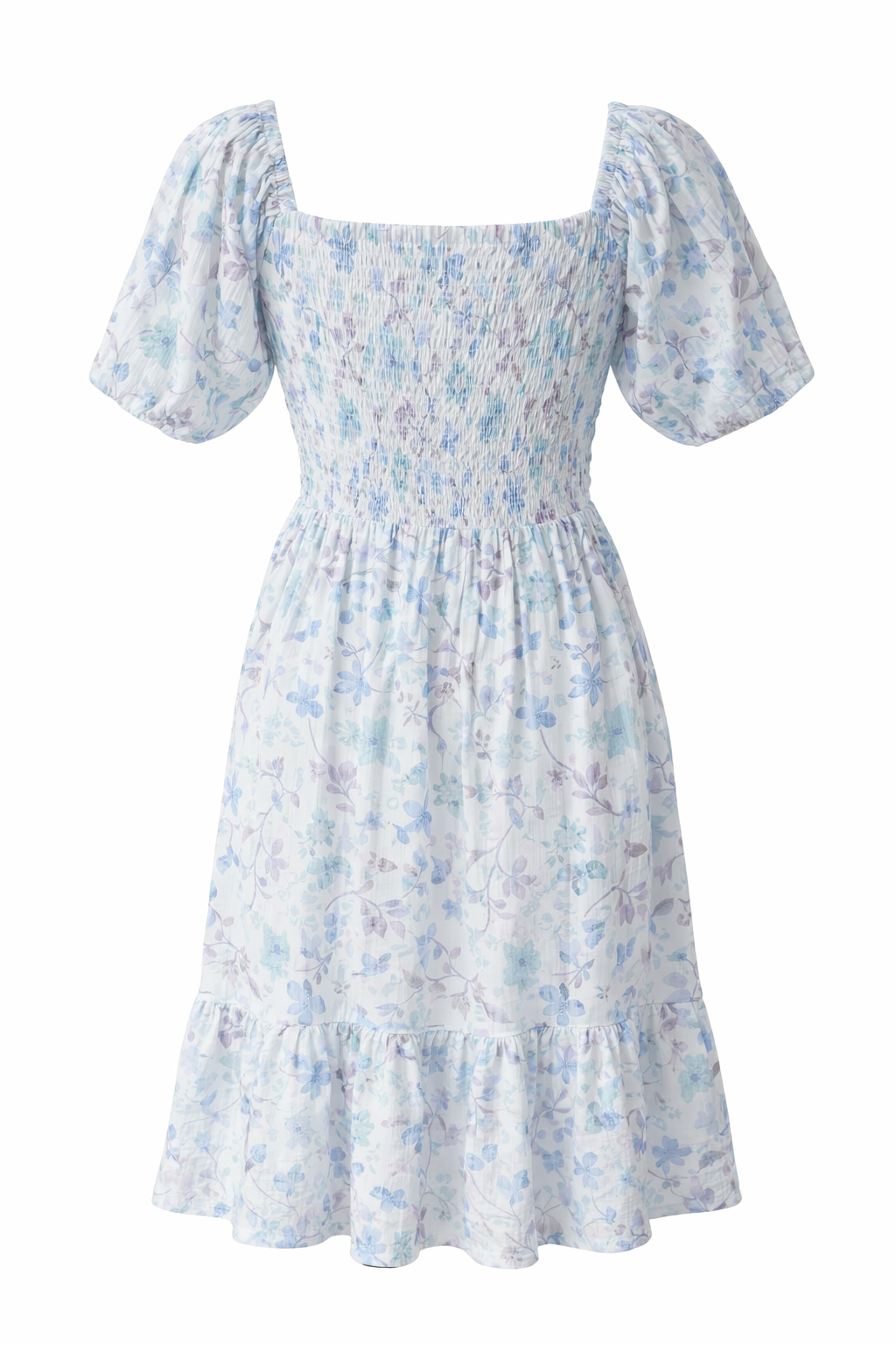Floral cotton midi dress with fully smocked bodice