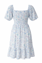 Floral cotton midi dress with fully smocked bodice