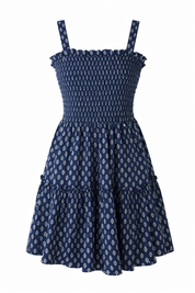 Smocked elastic bodice tiered summer dress
