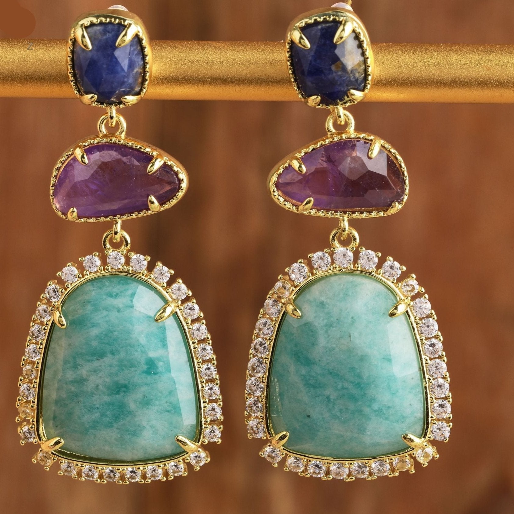 Natural Gemstone Dangle Earrings