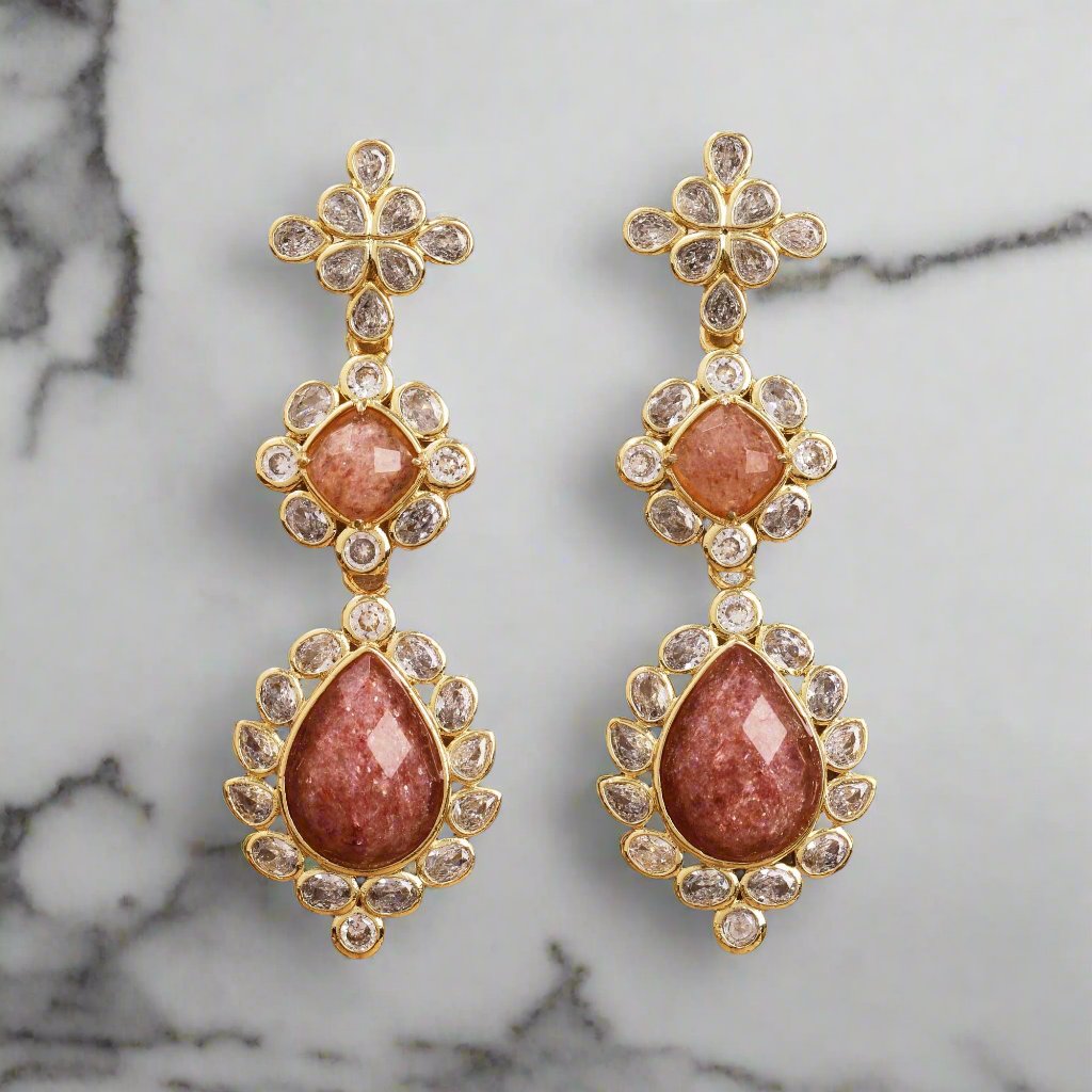 Gemstone CZ Dangle Earrings