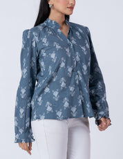 Boho blouse with mandarin collar and buttons