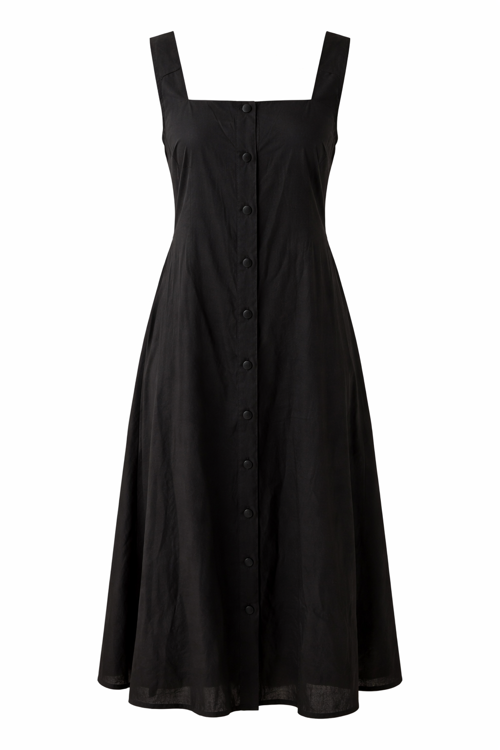Tailored bodice square neck cotton midi dress