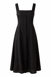 Tailored bodice square neck cotton midi dress